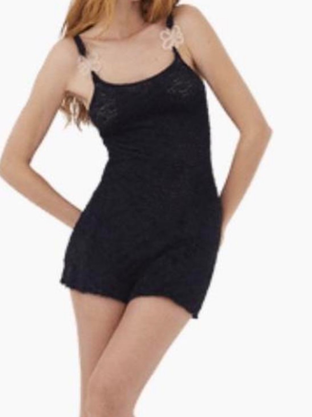 NWT FOR LOVE AND LEMONS Mirabel Mini Dress Black Fuzzy Sheer Knit